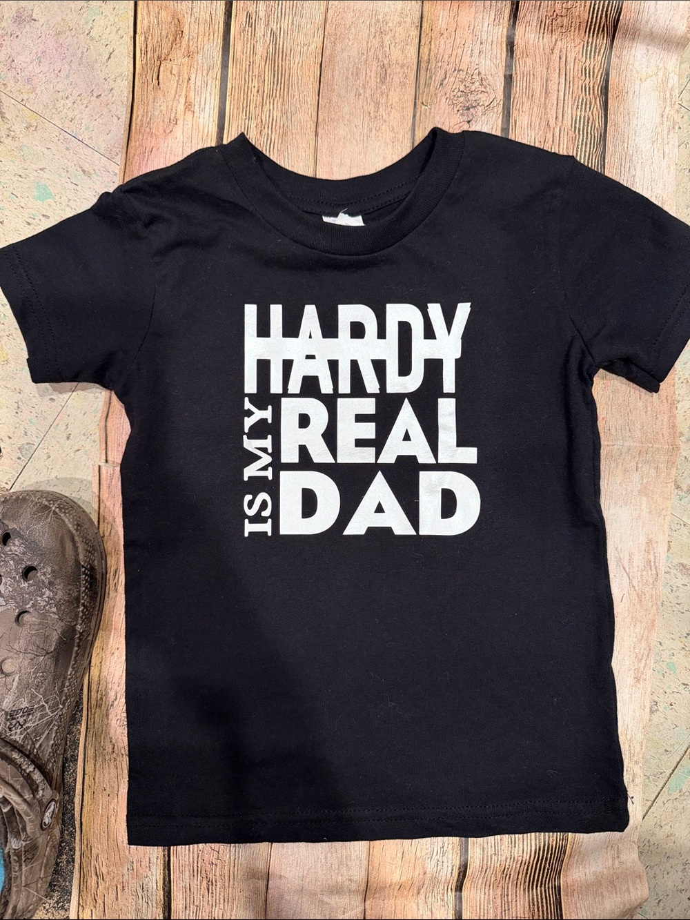 Kids Black Graphic Tee - 'Hardy Is My Real Dad'